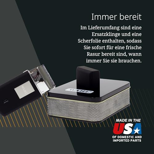 Wahl Mobile Shaver – Kabelloser Elektrorasierer mit Reiseetui – Flexible Scherfolie für eine besonders gründliche Rasur