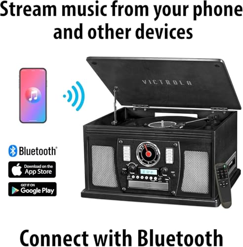 Image of Victrola Aviator 8-in-1 Bluetooth Record Player & Multimedia Center with Built-in Stereo Speakers - 3-Speed Turntable, Vinyl to MP3 Recording, Wireless Music Streaming, Mahogany