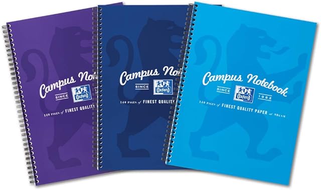 Oxford Campus A4 Notebook, Wirebound, Assorted Colours, Pack of 3