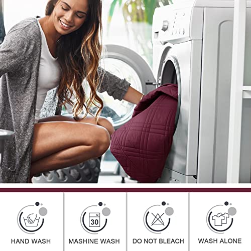 Image of TAOCOCO 100% Waterproof Recliner Sofa Cover, Non Slip Split Couch Covers for Reclining Couches with Elastic Straps (3 Seater, Wine)