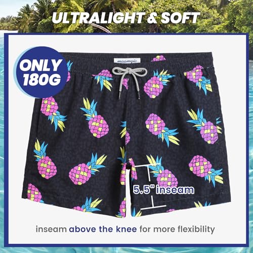Image of maamgic Mens Swim Trunks 5 Inch with Mesh Lining, Quick Dry Mens Bathing Suit, Swim Shorts for Swimming and Beach