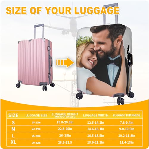 Custom Luggage Cover for 18-32 Inch, Personalized Suitcase Cover with Name Photo Text Double Sided Different Design, Customized Elastic Washable Anti-Scratch Travel Suitcase Protector - XL2
