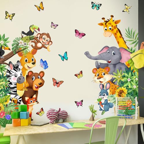 CharmFlo Jungle Forest Animals Wall Decals Animal Door Stick