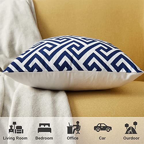 Top Finel Accent Decorative Throw Pillows Durable Canvas Outdoor Cushion Covers 16 X 16 For Couch Bedroom, Set Of 6, Navy #TOP3