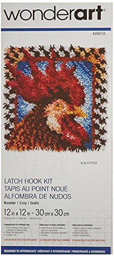 Image of Wonderart Rooster Latch Hook Kit, 12 inch X 12 inch