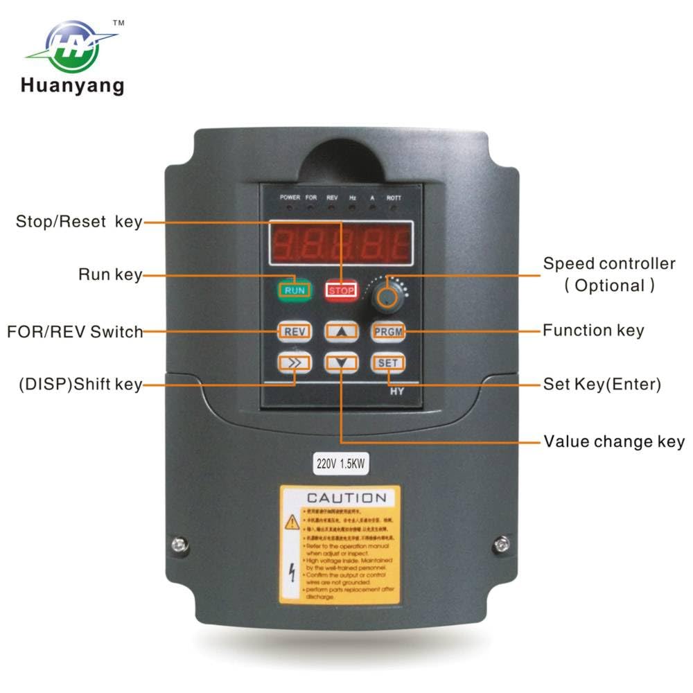 Variador de frecuencia (VFD) Computer ized Numerical Control (CNC), el Motor Inverter convertidor 220 V 1.5 kW 2HP para eje motor, control de la Velocidad, huanyang HY – Serie (220 V, 1.5kw).