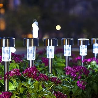 Solpex 16 Pack Solar Lights Outdoor Pathway ,Solar Walkway Lights Outdoor,Garden Led Lights for Landscape/ Patio/Lawn/Yard/Driveway-Cold White (Stainless Steel)