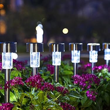 AMAZON - GIGALUMI 16 Pack Solar Pathway Lights, Solar Landscape Lights Outdoor Waterproof & Auto On/Off, Stainless Steel Solar Powered Garden Lights for Yard, Lawn, Patio, Path, Walkway or Driveway Cold White