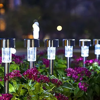 GIGALUMI 16 Pack Solar Lights for Garden, Yard and Walkway Cold White