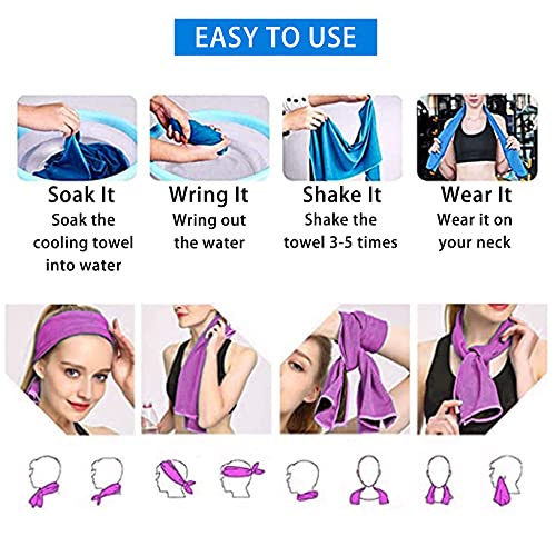 Ponpon 10Pcs Cooling Towel Ice Towel Cooling Towels For Neck And Face Microfiber Cooling Towel For Gym, Travel, Yoga, Camping, Running, Outdoor Sport (10 Colors) #TOP3