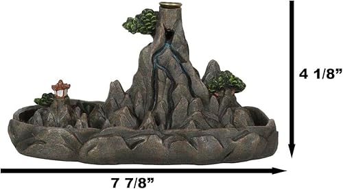 Miniatura 3 de Ebros Gift Feng Shui Zen Tranquilidad Escena de cordillera rocosa con Pagoda budista asiática Torre del templo con árboles y vegetaciones Humo