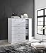 Hodedah 7 Drawer Jumbo Chest, Five Large Drawers, Two Smaller Drawers with Two Lock, Hanging Rod, and Three Shelves | White