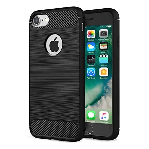 NEW'C Cover Compatibile con iPhone 7 e iPhone 8 (4,7 Pollici), con Urti Assobirmento e Fibra di Carbonio [Gel Flex Silicone]