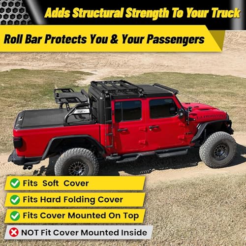 Image of MONOKING Full Size Roll Bar for Truck with Brake Light&Cargo Basket, Sports Bar for 2007-2026 F150 F250 F350 Raptor Lightning Silverado Sierra Ram 1500 2500 3500 Tundra