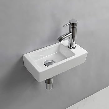 Gimify Wall Hung Basin Sink For Small Cloakroom Bathroom Tap And