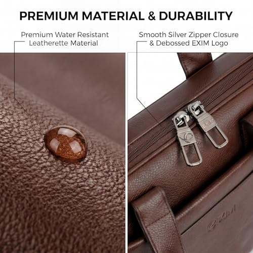 Image of EXIM Prime Laptop Bag for Men Office Use| Office Bag for Men| Vegan Leather Laptop Messenger Bag| Fits Up to 15.6 Inch Laptop| Business Briefcase with Handle and Shoulder Strap