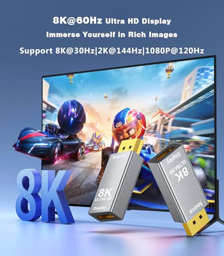 Adaptador DisplayPort 1.4 a HDMI 2.1 8K@60Hz 4K@144Hz miniatura 2