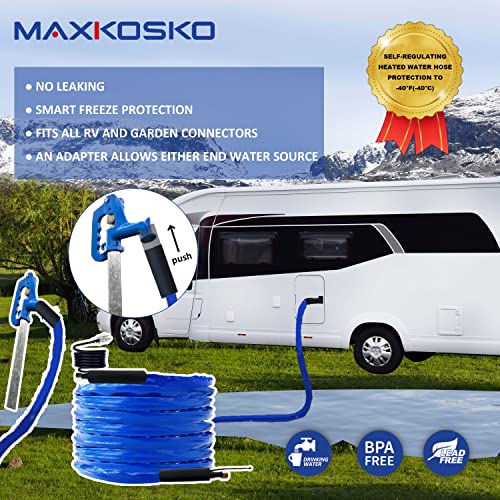 Maxkosko 25Ft Heated Water Hose For Rv, Home, Garden, Outdoors Water Line Freeze Protection, Self-Regulating Heated Hose, Heated Rv Hose Compatible With Standard Water Faucets, Bpa Free #TOP1