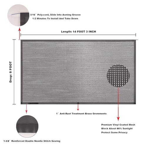 Image of RV Awning Mesh Sun Shade Screen for Motorhome Camper Trailer Sunshade