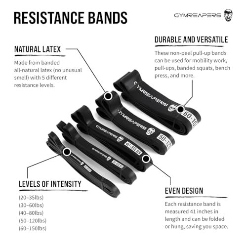 Image of Gymreapers Resistance Bands for Working Out - Elastic Pull Up Exercise Assistance Bands Set for Powerlifting, Stretching, WOD, Strength Training - for Men & Women