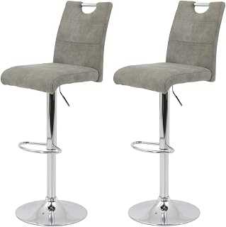 Hela Tische Miranda Barhocker, Microfaser Grau, 2er Set
