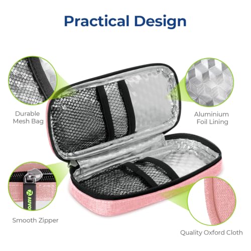 Image of AUVON Lightweight Insulin Cooler Travel Case, 3-Layer Thickened Insulation