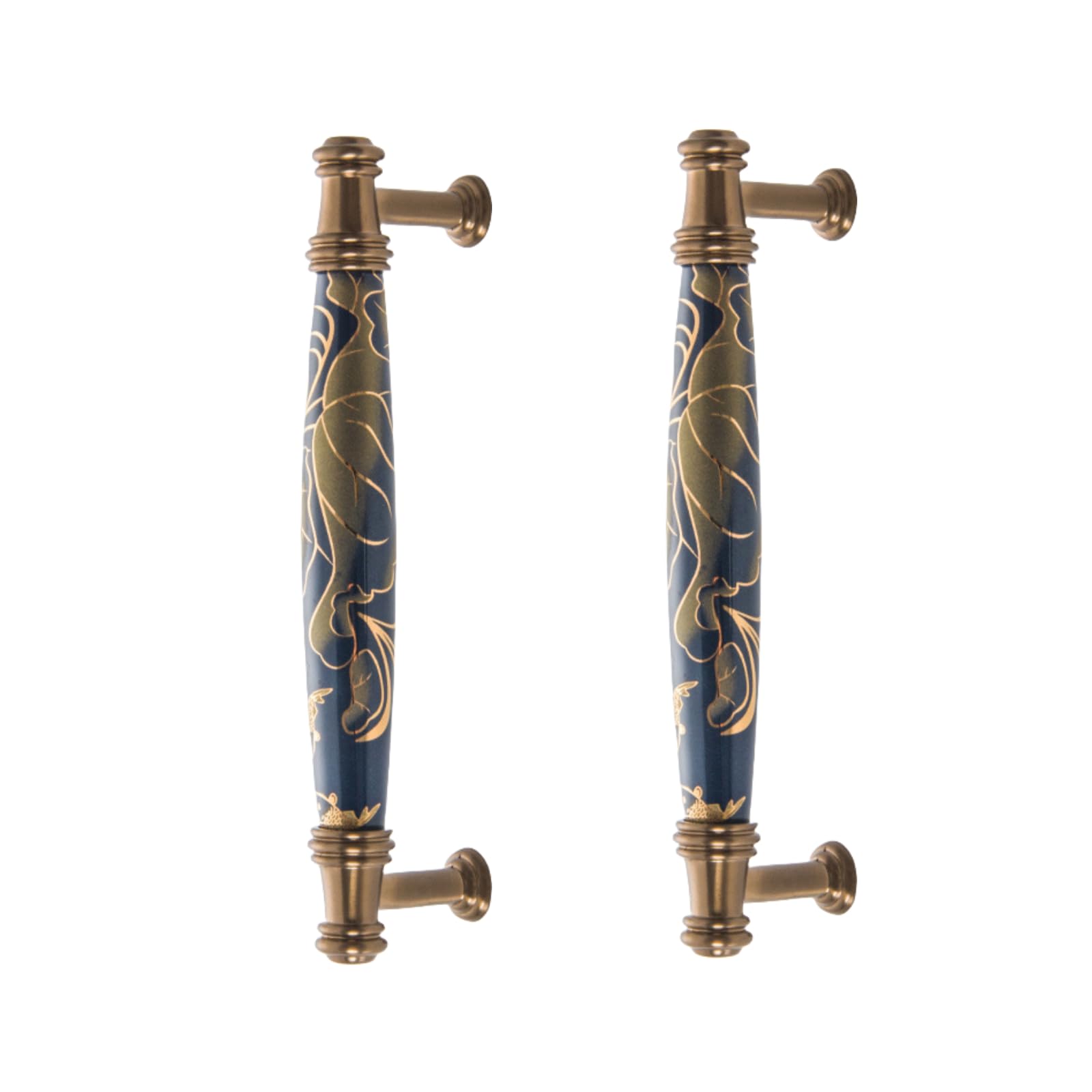 LQZAXSRDR Ceramic Cupboard Drawer Handle Knobs, Ceramic Door Knobs 2 Pcs Chinese Style Champagne Gold(152 * 18 * 38mm)