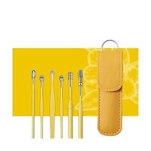 Ear Wax Removal Kit 6pcs Cleaner Tool Set Stainless Steel Spiral Ear Spoon for Ear Cleaning Kit Ear