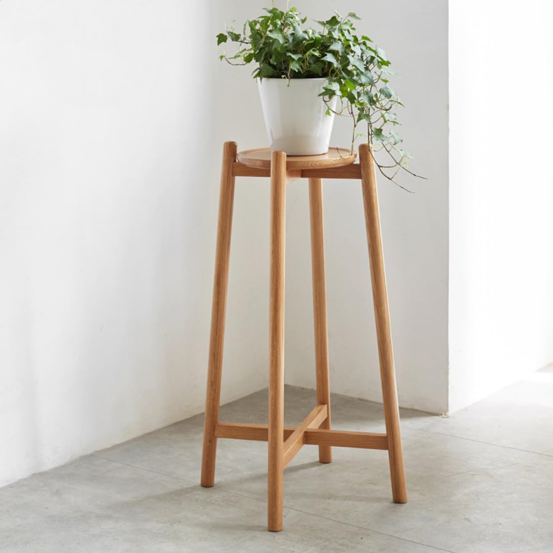 フラワースタンド 2段 無垢材 オーク材 花台 木製 コンパクト フラワー