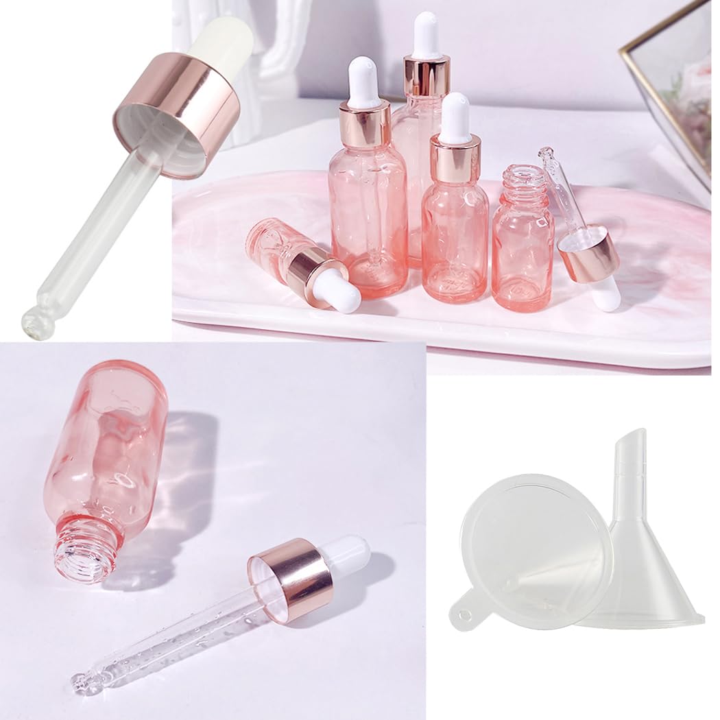 24 Stück 100ml Pink glas Pipettenflasche, Leere Glasflasche mit Pipette, Stichprobe Glaspipette Tropfflasche für Aromatherapie ätherische Öle