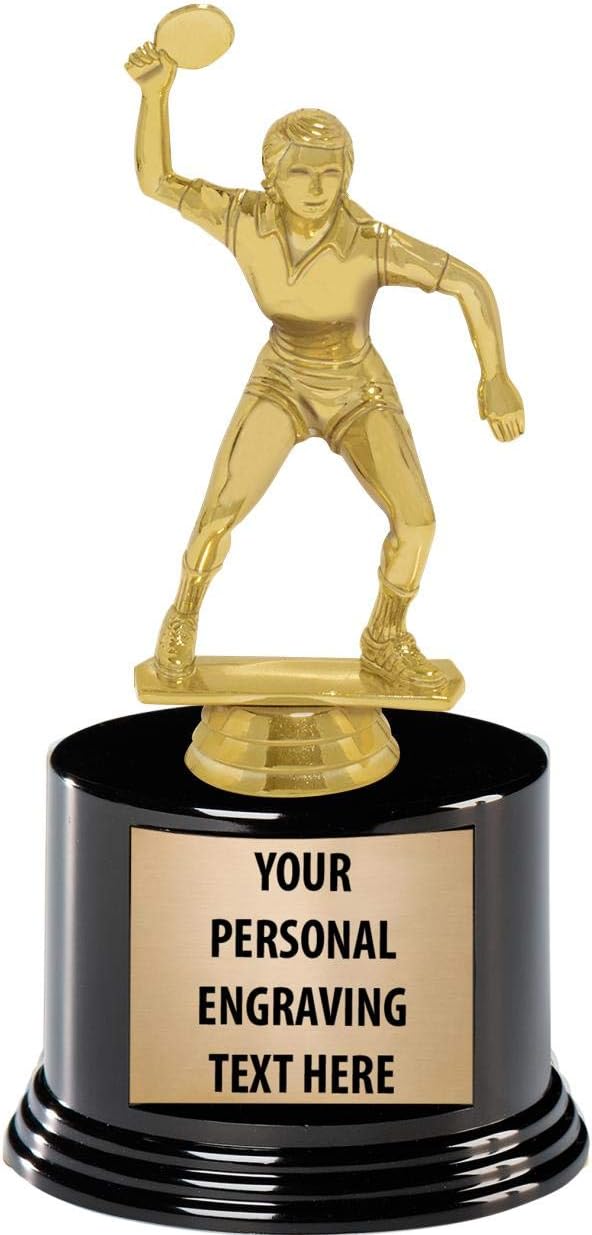 Crown Awards Table Tennis Trophies with Custom Engraving, 7.25" Personalized Female Ping Pong Trophy On Deluxe Round Base Prime