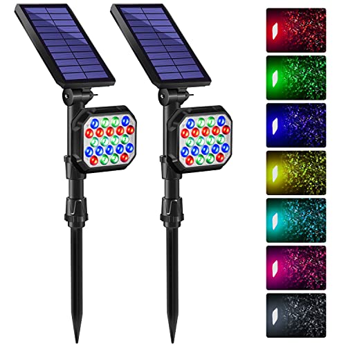 Dbf Color Changing Solar Spotlight Waterproof Solar Spot Lights Outdoor (2Pack)+ Solar Hanging Lights Solar Lantern With 2 Modes(2Pack) For Garden Patio Yard House Pathway #TOP5