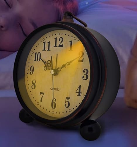 Königswerk Vintage Analog Alarm Clock, 5.25 Inch Small Silent Desk Clock With Night Light, Battery Operated For Table, Bedroom, Bedside, Living Room, Room Decor (Classic) #TOP2