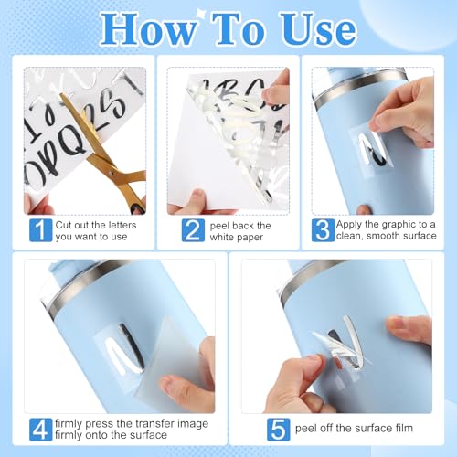 Humyoun 6 Sheets UV DTF Cup Wrap Name Decals for Tumblers Waterproof Custom Vinyl Lettering Alphabet Stickers Personalized Name Decals for 14-40oz Tumbler Cups Water Bottle DIY (Silver)