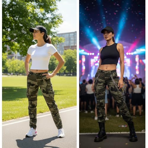 Womens Stretch Casual Cargo Work Pants Camo Combat Tactical Travel Pants with 8 Pockets3