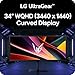 LG 34G630A-B 34-Inch Ultragear WQHD (3440 x 1440) Curved Gaming Monitor, 240Hz, 1ms, FreeSync Premium, DisplayHDR 400, Built-in Speaker, HDMI, DisplayPort, USB Type-C, Tilt/Height/Swivel Stand, Black
