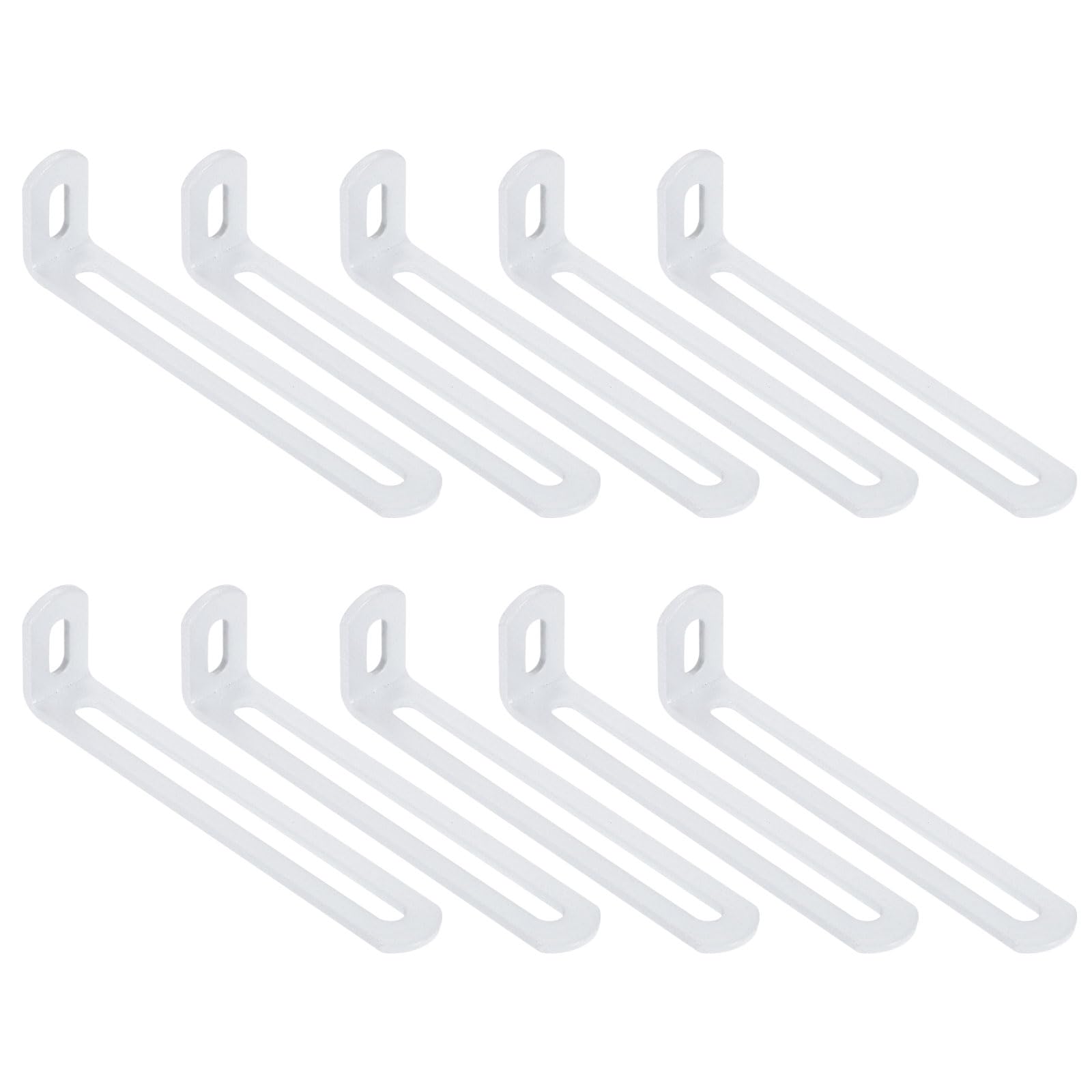 sourcing map 10 Pcs Adjustable Right Angle Brackets, Slotted L-Shape Corner Bracket 120mm, 90 Degree Steel l Bracket Support for Shelves, Wood Furniture Construction, White