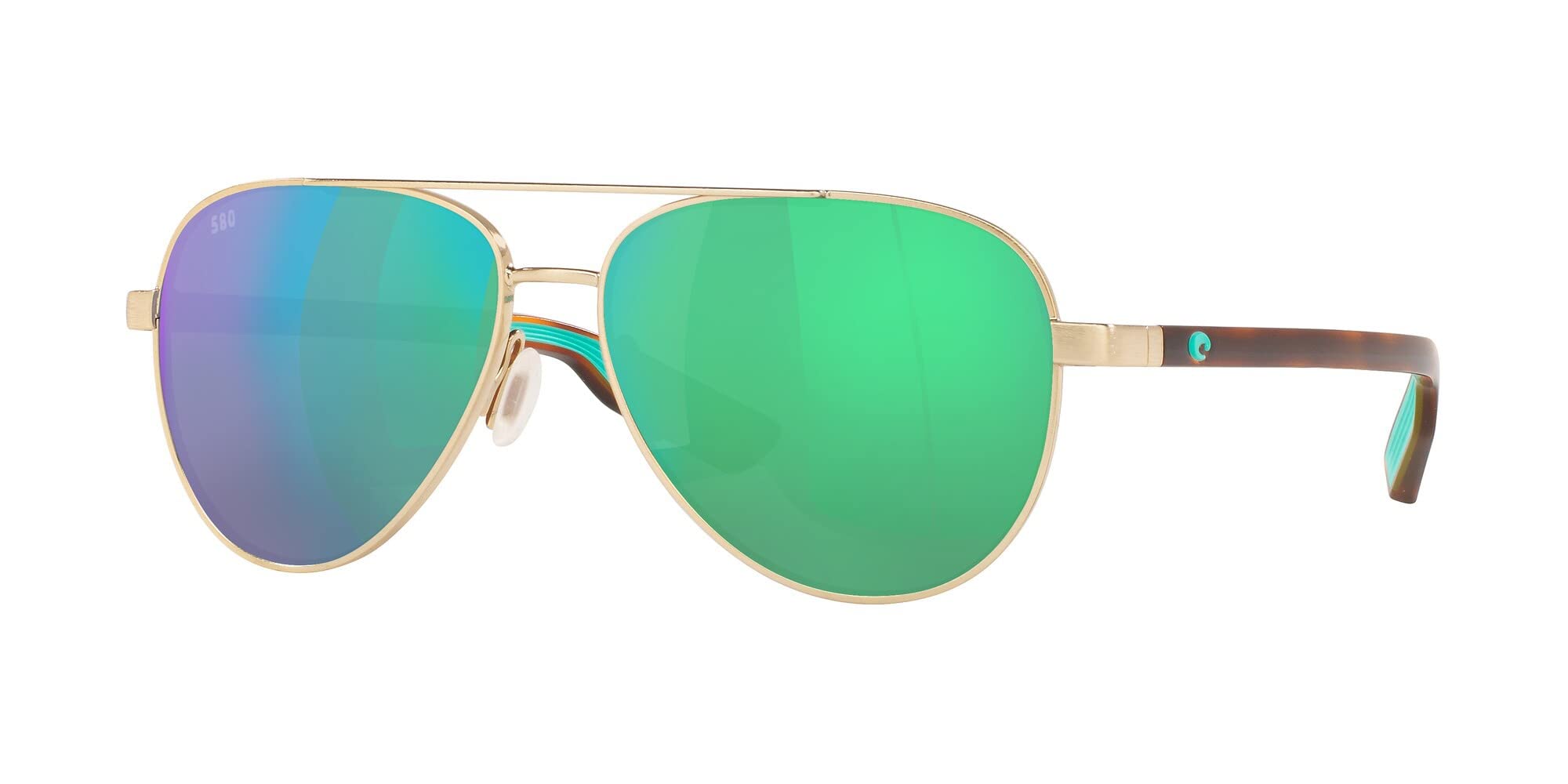 Costa Del Mar Unisex Peli Aviator Sunglasses, Brushed Gold/Green Mirrored Polarized-580G, 57 mm