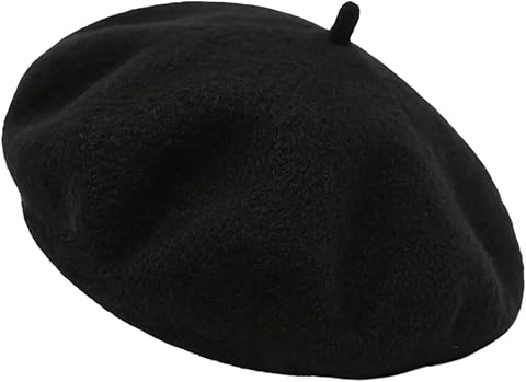 Sombrero de Boina Francés, Clásica Lana Gorro para Mujeres, Invierno Redondo Vintage Boinas, Mujer Boina para Reunirse con Amigos, Fiesta, Sombrero Negro