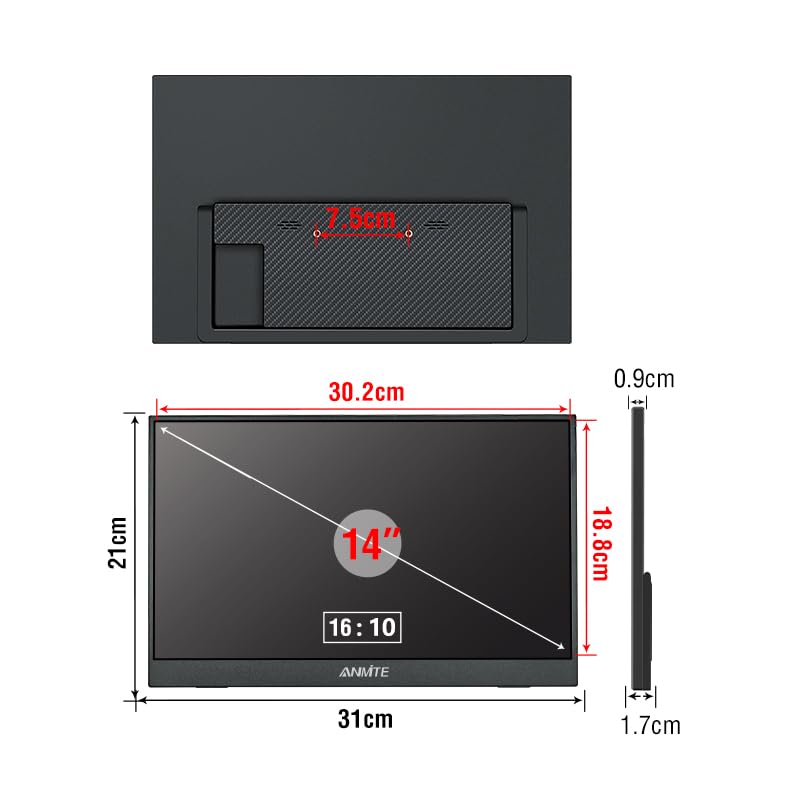 Image of 14 inch Portable Monitor for Laptop Computer Gaming Display Metal Enclosure Mobile Display