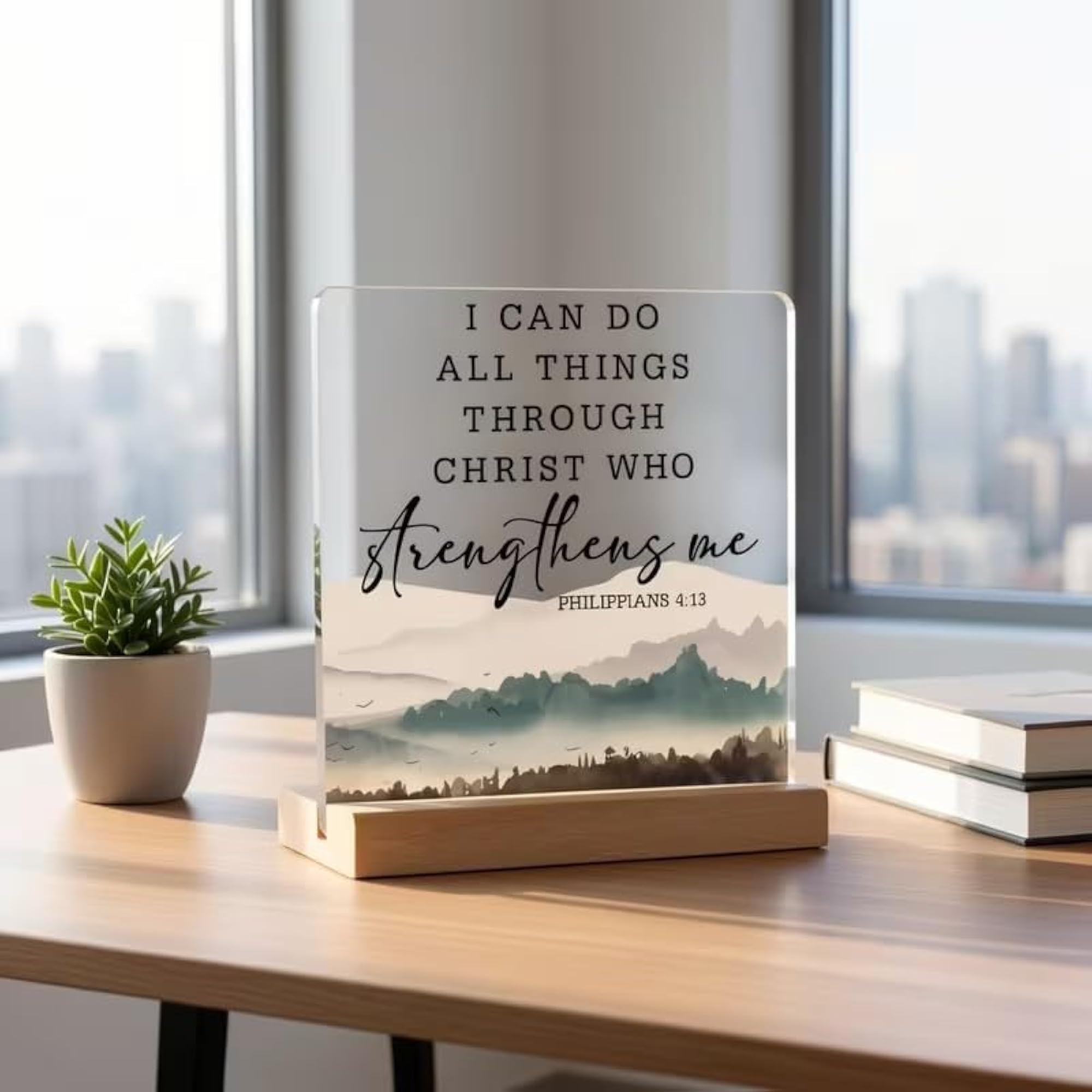 Philippians 4:13 Bible Verse Acrylic Table Frame