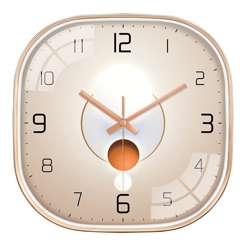 M.T. BROTHERS Wall Clock - Silent Battery Operated Round Clock, Modern Simple Style Decor, Non-Ticking (Earth Square)