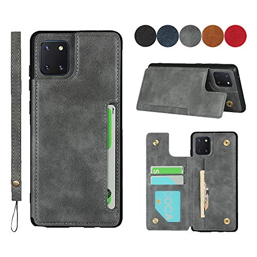 SailorTech - Funda de piel para Samsung Galaxy Note 10 Lite Lite (con correa de mano, cierre magnético), color gris