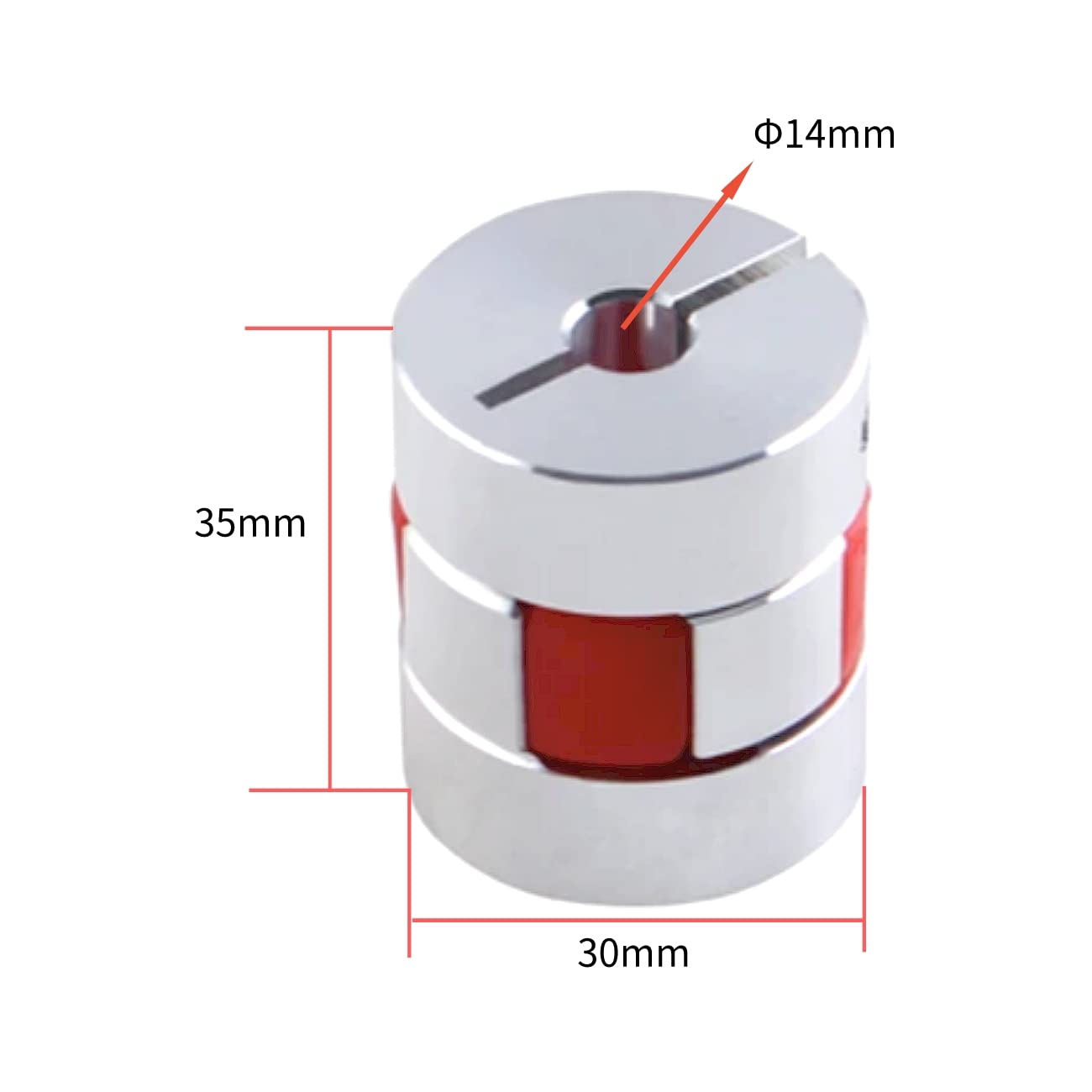 CHANCS D30L35 Hochfeste flexible Kupplung Aluminiumlegierung Plum Modell Motorwellenkupplung mit Innendurchmesser 14mm