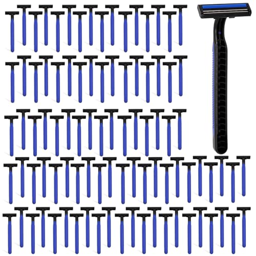 CACASO 使い捨てカミソリ 50個 ツインブレードカミソリ クリアセーフティキャップ付き 使い捨てカミソリ 個別包装 バルク ステンレススチールブレード シェービングカミソリ バルク 男女兼用 入浴 ホテル 旅行