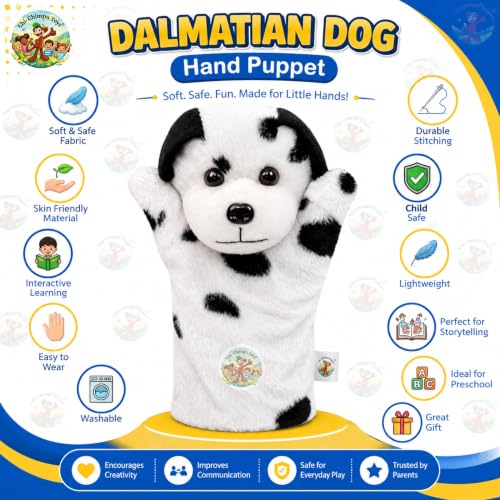Image of Dalmatian Dog Puppet Soft Hand Puppet for Kids Role Play Storytelling Educational Toy