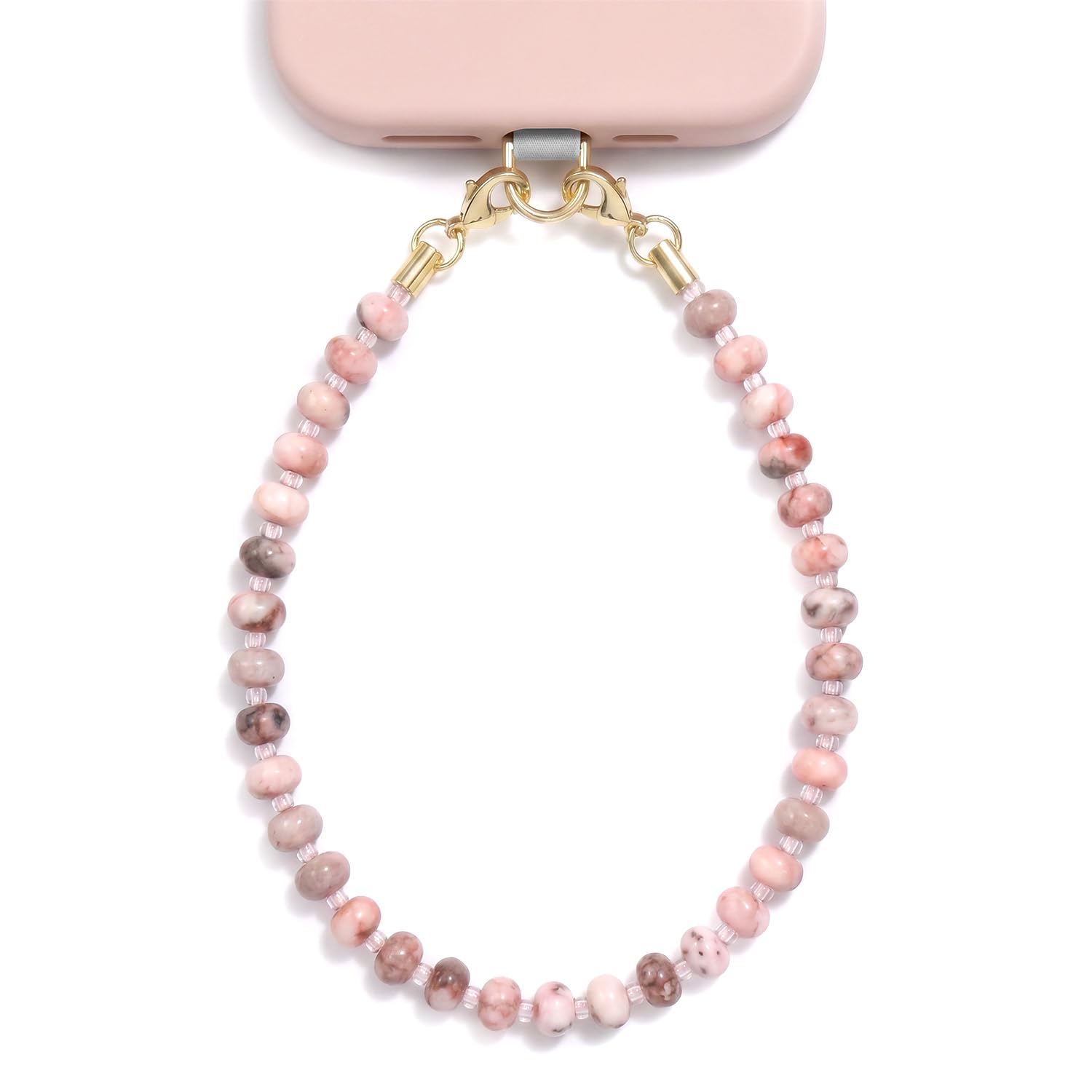 POSADINA Natural Stone Phone Charm, Beaded Healing Phone Wrist Strap, Handmade Cellphone Chain Lanyard with Tether Tab