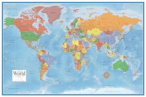 Swiftmaps World Premier Wall Map Poster Mural 24h...