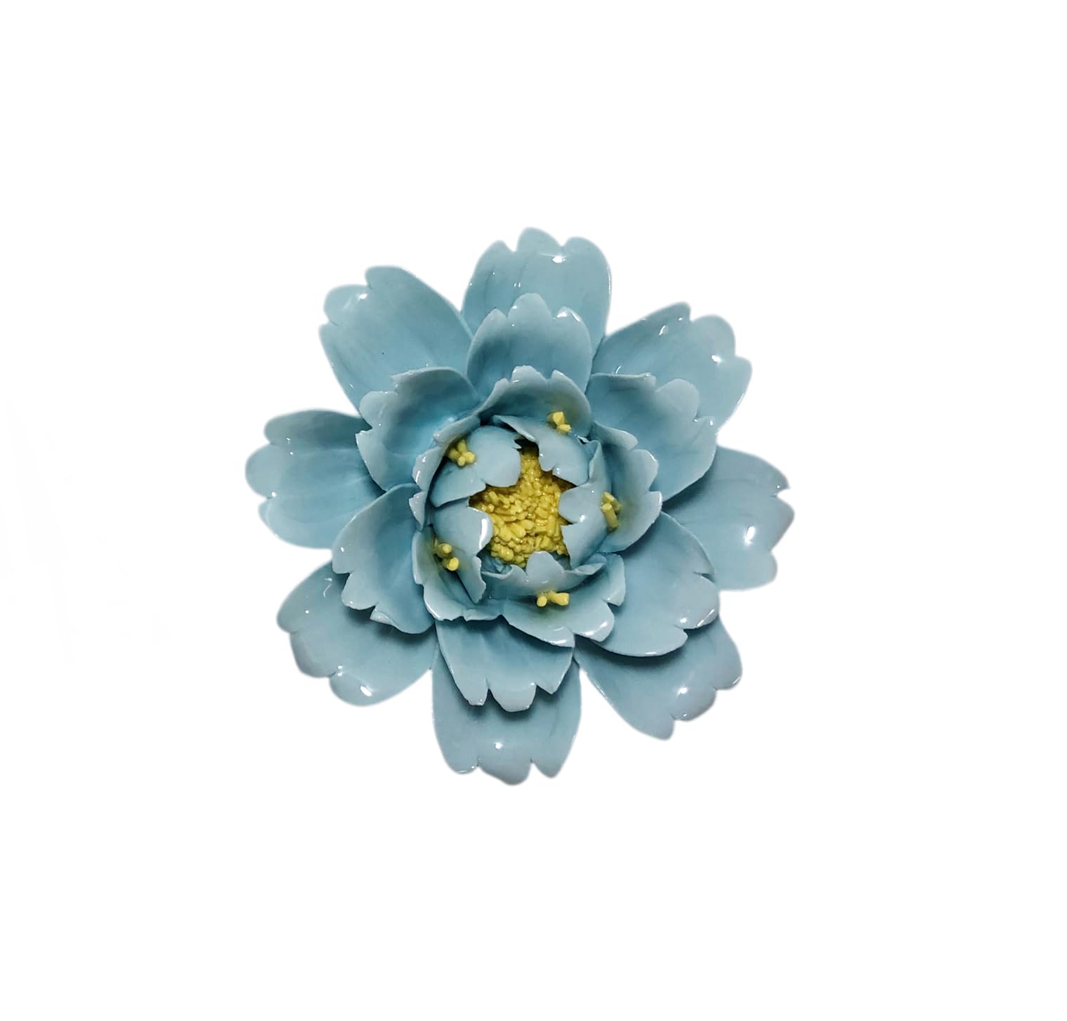 AMERRY Peony, Light Blue, 4.72",Ceramic Flower Wall Art, Artificial Flower Wall Sculpture，Handcrafted 3D Hanging Porcelain Flowers,3D Wall Hanging Decor,Porcelain Flower Wall Décor for Home，Hallway