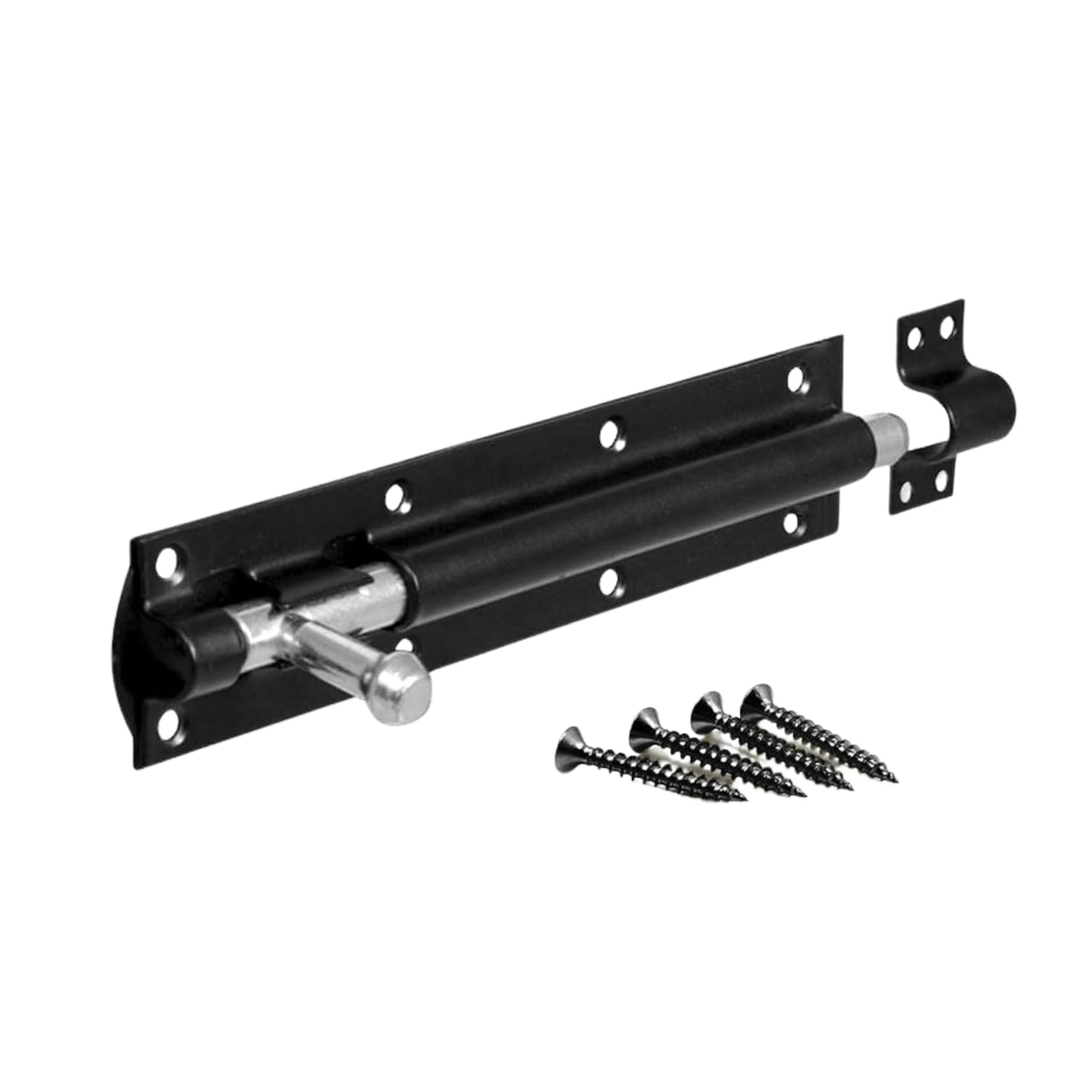 Garden Mile 8 Black Tower Bolt 1Pc Sliding Black Door Bolt 8" / 200Mm Powder Coated Black Door Bolts For Internal Doors Heavy Duty Gate Bolts For Wooden Gates Rustproof Straight Door Bolt For Indoors And Outdoors